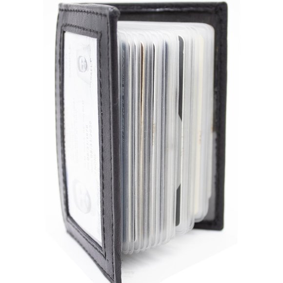 Men Pure Slim Genuine Leather Credit Card Holder, Black - Picture 5 of 15